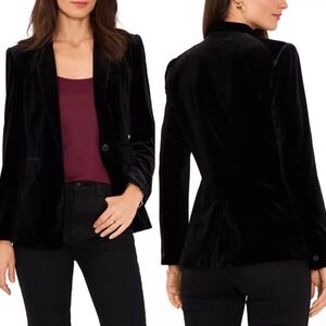 Nordstrom 1 State Womens Velvet Blazer‎ Jacket 8 Black One Button Career Work